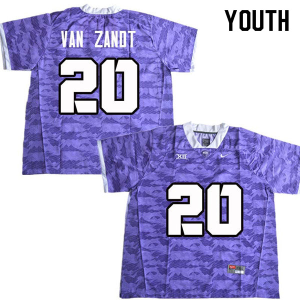 Youth #20 La Kendrick Van Zandt TCU Horned Frogs College Football Jerseys Sale-Purple
